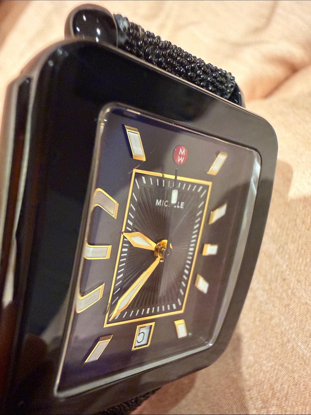 Michele Black Square Dial Watch + one set of straps - Picture 9 of 11